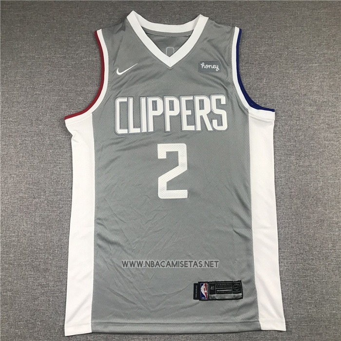 Camiseta Los Angeles Clippers Kawhi Leonard NO 2 Earned 2020-21 Gris